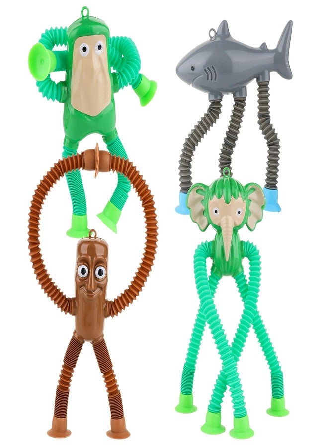 yewfall Valentines Day Gift for Kid Toddlers Boy Year Italian Brainrot Pop Tubes Fidget Sensory Toys for Toddlers,4Pcs Travel Toys with Suction Cups for Airplane Car Activities, Screen-Free Fun for Boys Girls - Image 1